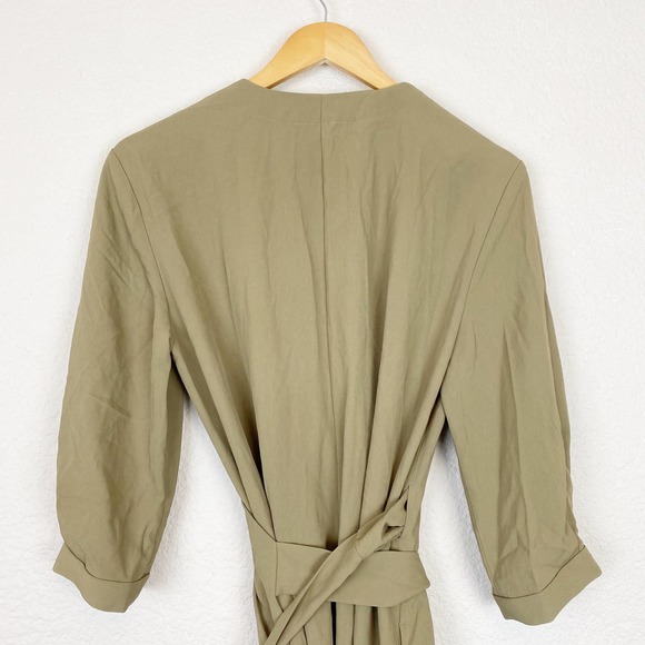 Everlane Green Japanese GoWeave Long Sleeve Mini Wrap Dress Size 6 - Picture 12 of 13